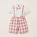Giggles Solid Short Sleeves Shirt with Checked Shorts and Suspenders-Clothes Sets-thumbnail-0