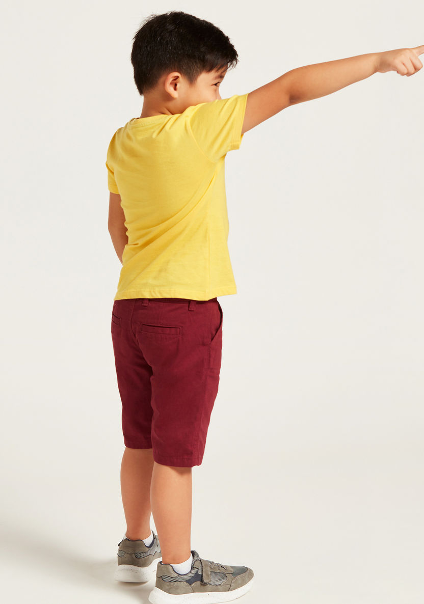 Juniors Solid Shorts with Pockets and Button Closure-Shorts-image-3