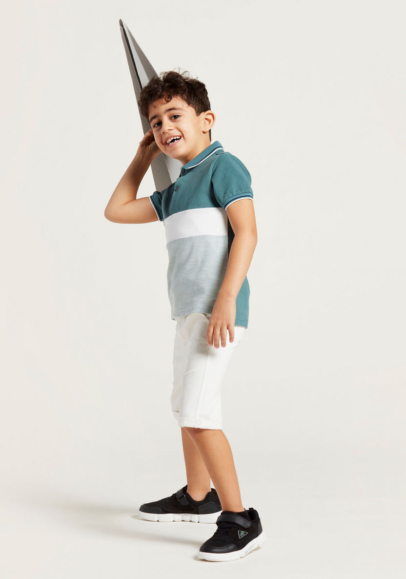 Juniors Solid Polo Short Sleeves T-shirt with Shorts-Clothes Sets-image-0
