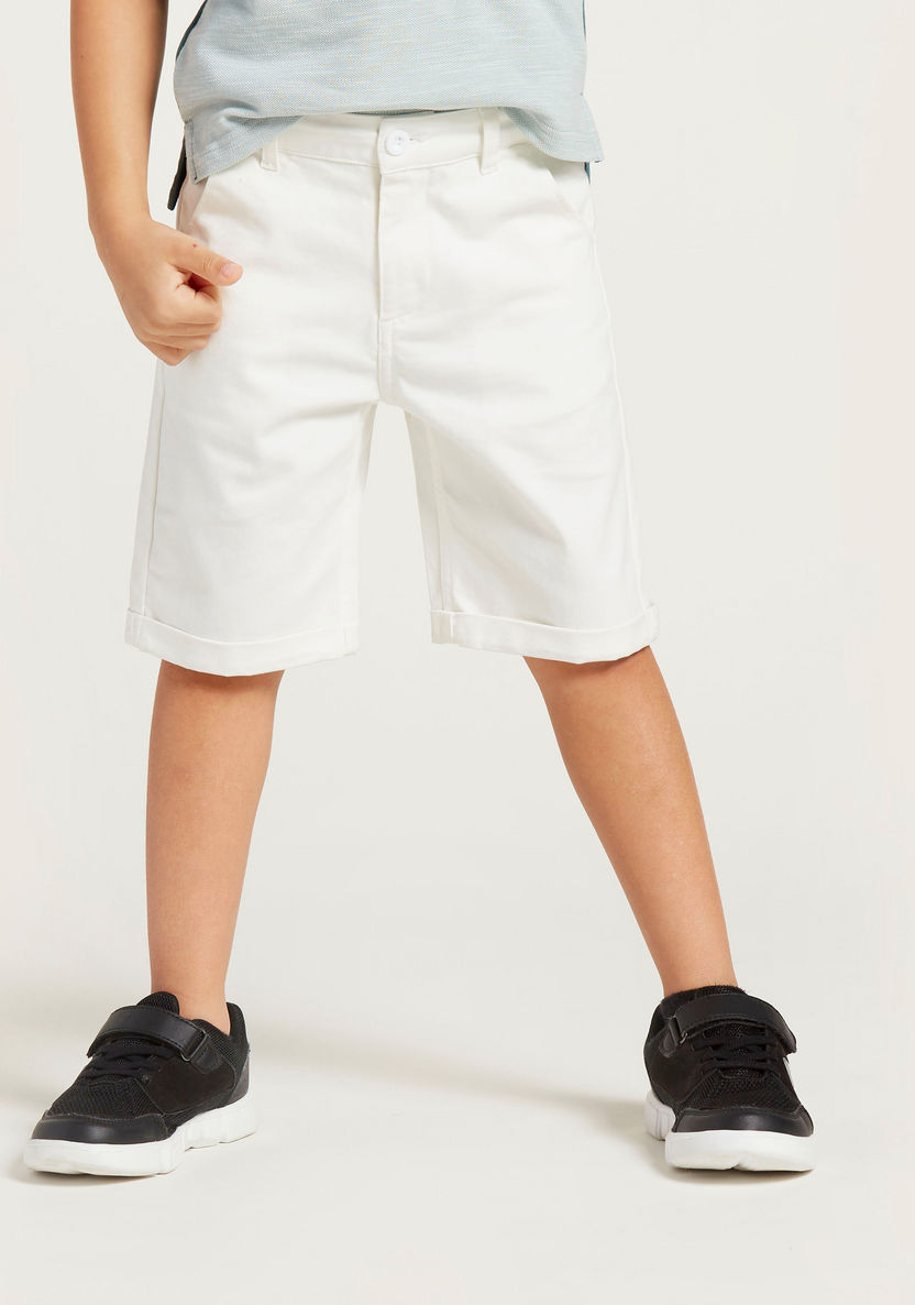 Juniors Solid Polo Short Sleeves T-shirt with Shorts-Clothes Sets-image-4