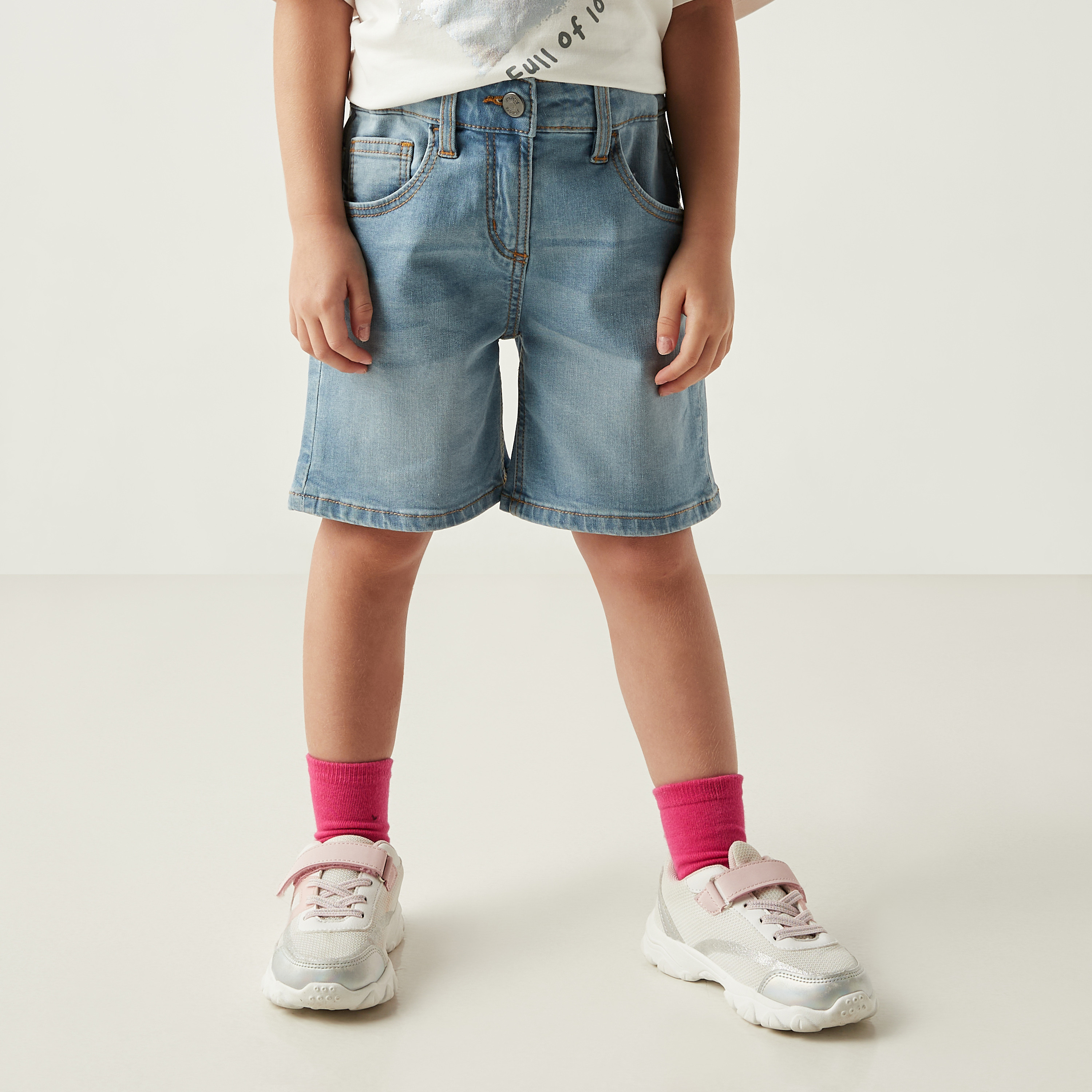 Juniors Regular Fit Denim Shorts-baby-girls-clothing-bottoms-shorts-image-1