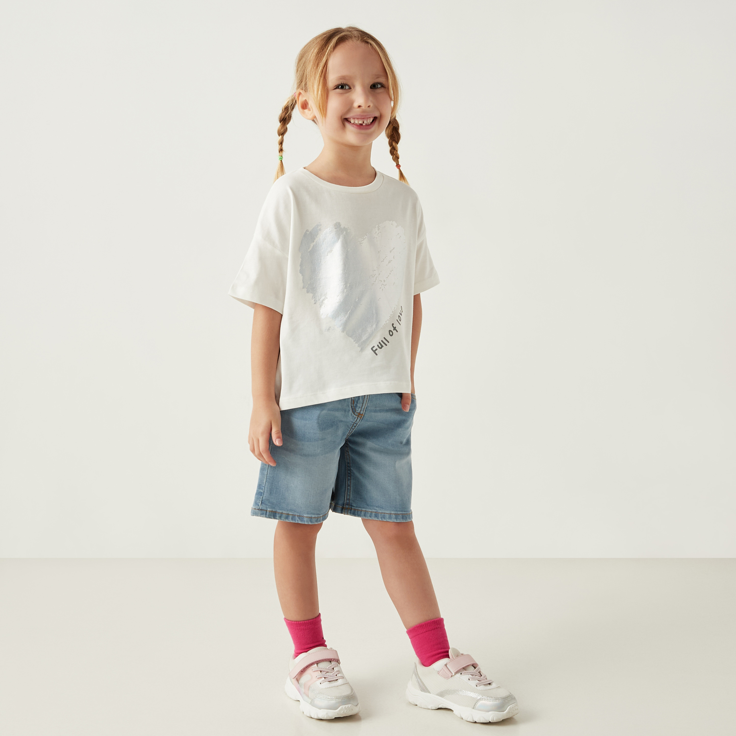 Juniors Regular Fit Denim Shorts-baby-girls-clothing-bottoms-shorts-image-2