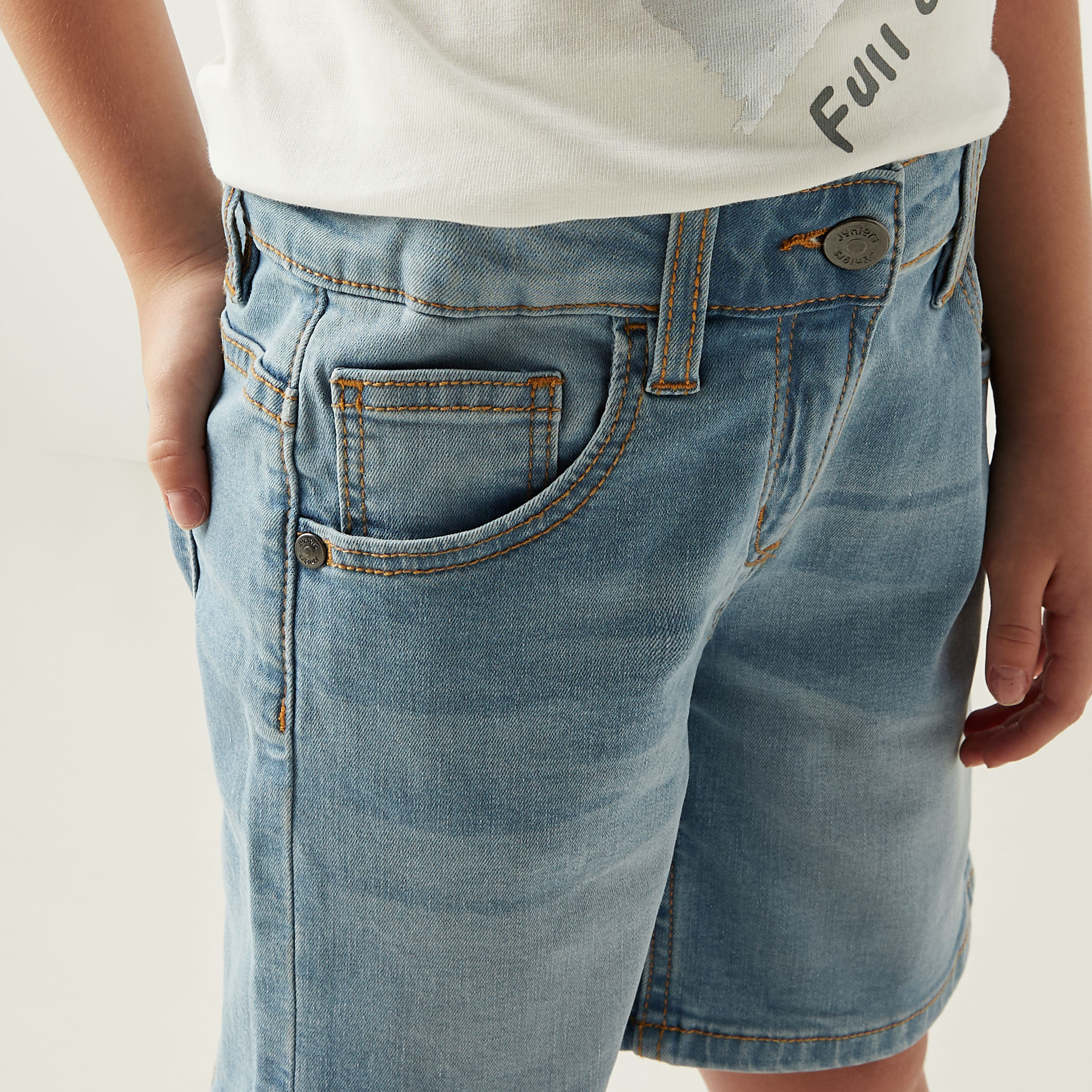 Juniors Regular Fit Denim Shorts-baby-girls-clothing-bottoms-shorts-image-4