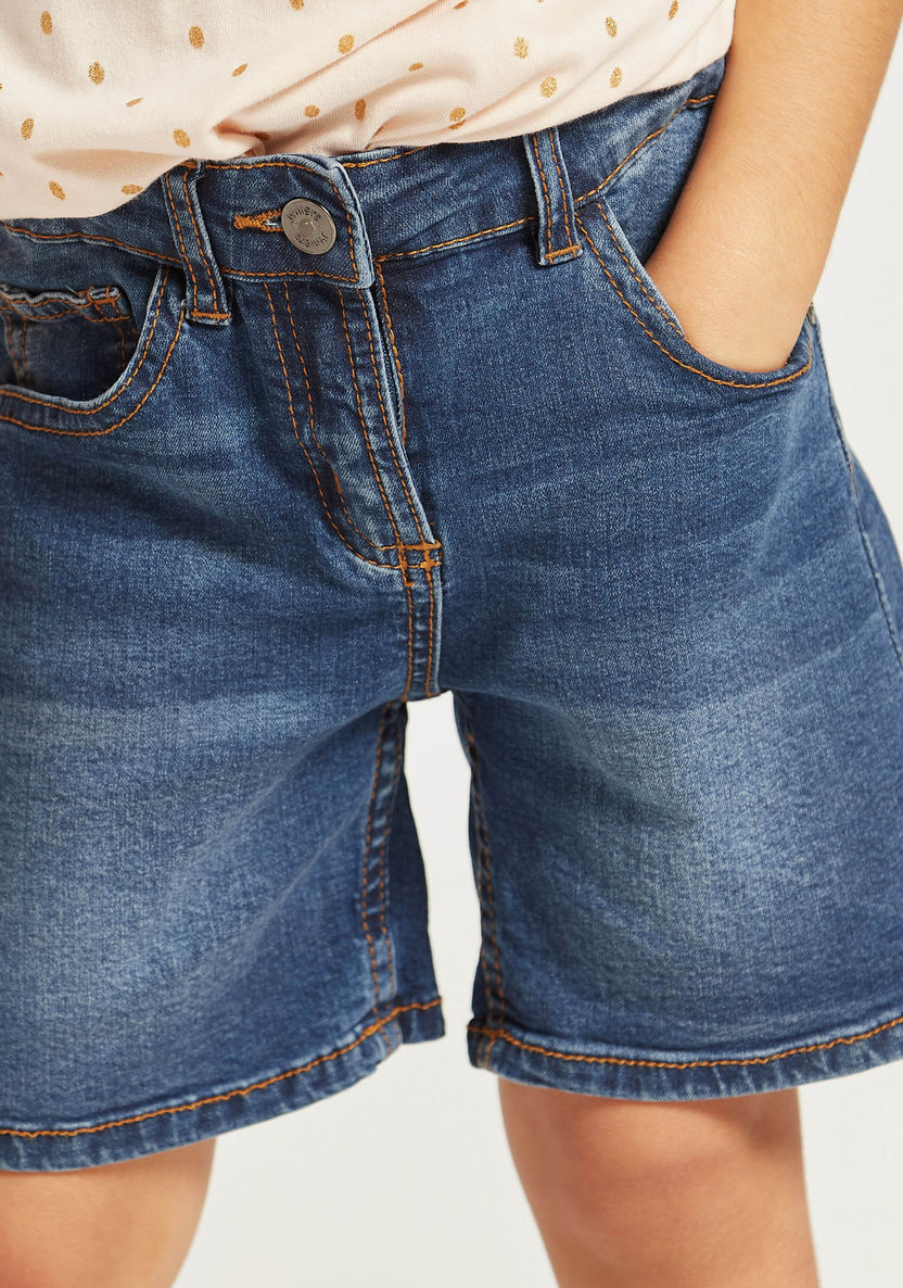 Juniors Regular Fit Denim Shorts-Shorts-image-1