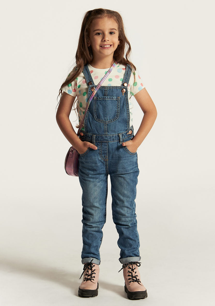 Juniors Solid Dungarees with Pockets-Rompers%2C Dungarees and Jumpsuits-image-0