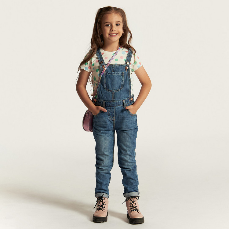 Juniors Solid Dungarees with Pockets