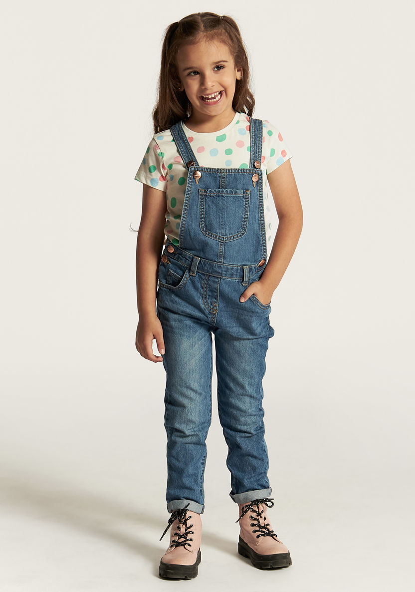 Juniors Solid Dungarees with Pockets-Rompers%2C Dungarees and Jumpsuits-image-1