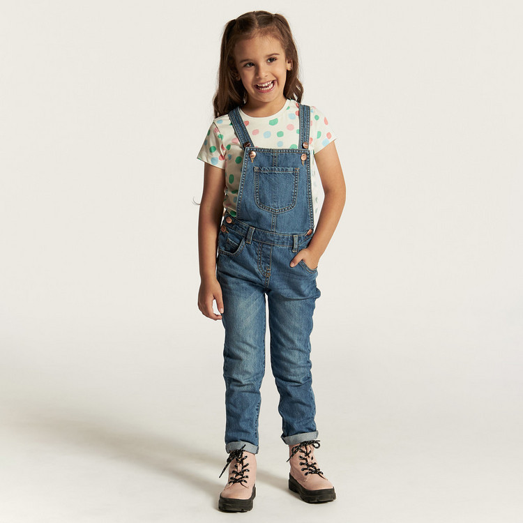 Juniors Solid Dungarees with Pockets