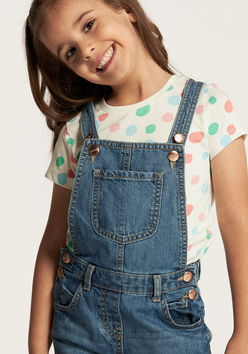 Juniors Solid Dungarees with Pockets-Rompers%2C Dungarees and Jumpsuits-image-2