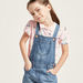 Juniors Solid Denim Dungarees Shorts with Pockets-Rompers%2C Dungarees and Jumpsuits-thumbnail-2