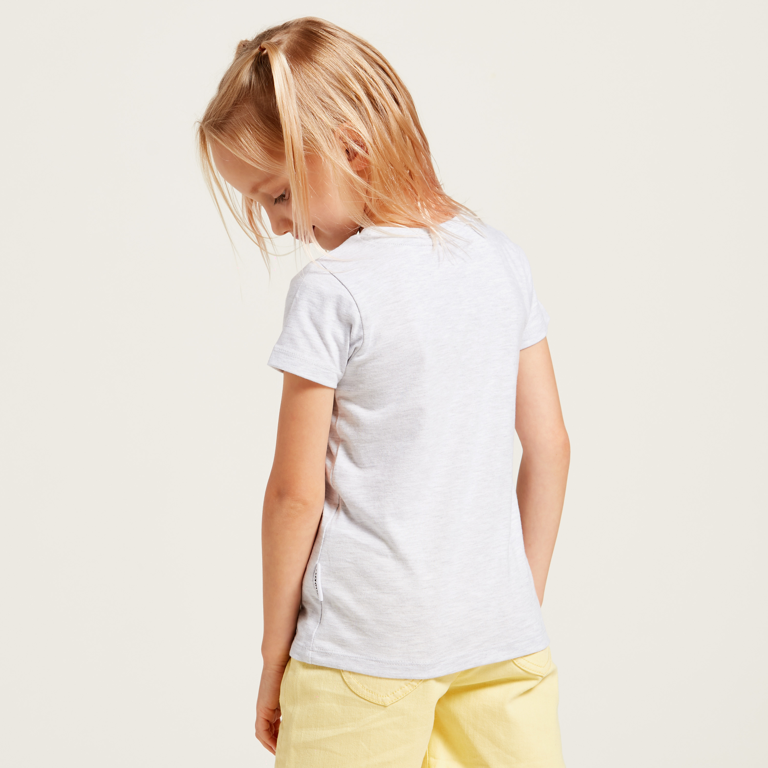 Hello Kitty Sequin Detail T-shirt with Round Neck and Short Sleeves-girls-clothing-tshirts-image-4