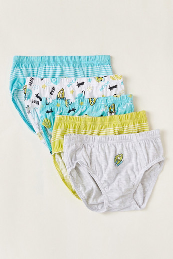 Buy Juniors Printed Briefs with Elasticated Waistband - Set of 5 Online