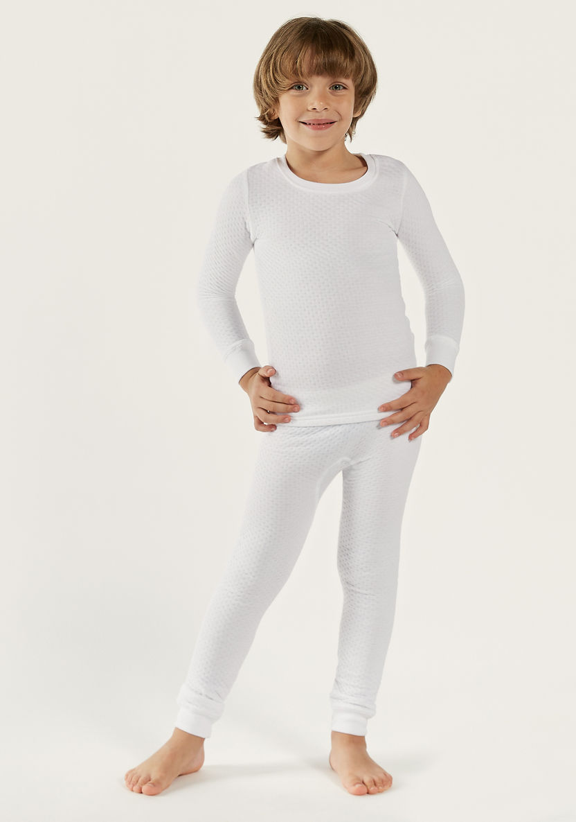 Juniors Textured Long Sleeves Sweatshirt with Full Length Jog Pants-Sets-image-0