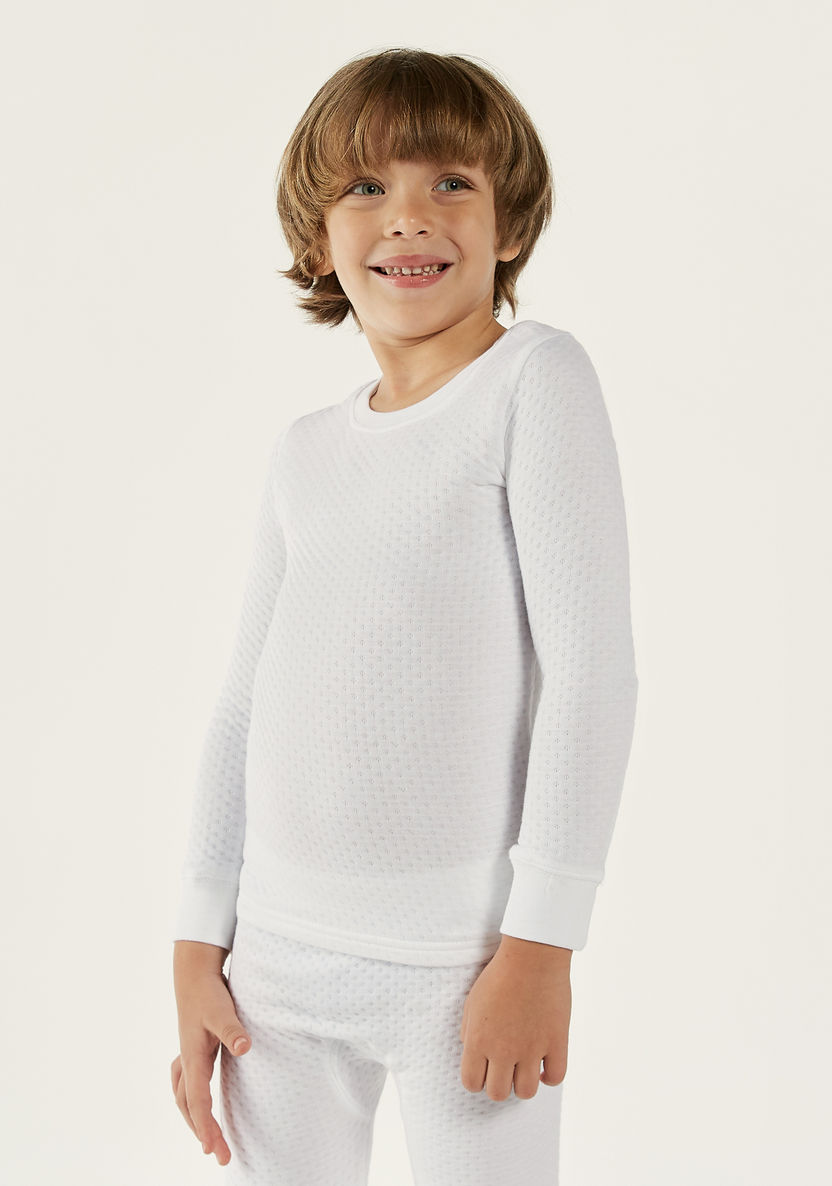 Juniors Textured Long Sleeves Sweatshirt with Full Length Jog Pants-Sets-image-1