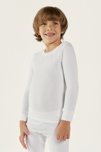 Juniors Textured Long Sleeves Sweatshirt with Full Length Jog Pants
