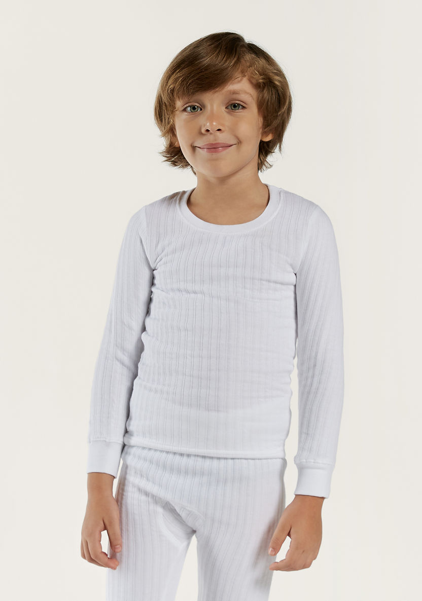 Juniors Textured Long Sleeves T-shirt with Full Length Jog Pants-Sets-image-1