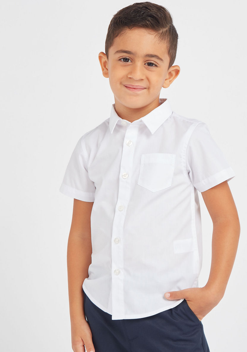 Juniors Solid Shirt with Short Sleeves and Pocket Detail-Tops-image-0