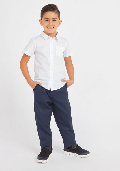 Juniors Solid Shirt with Short Sleeves and Pocket Detail