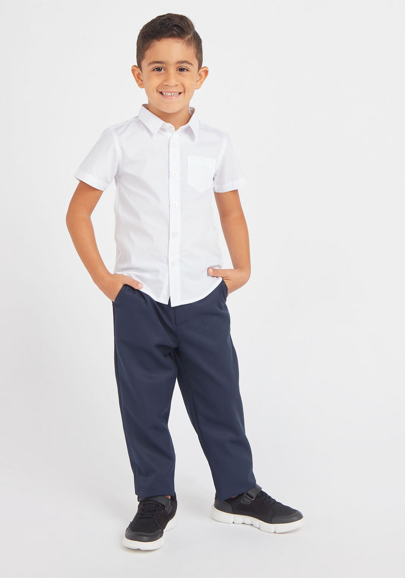 Juniors Solid Shirt with Short Sleeves and Pocket Detail-Tops-image-1