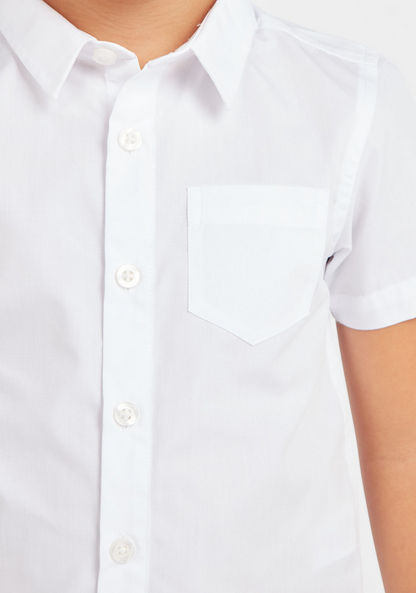 Juniors Solid Shirt with Short Sleeves and Pocket Detail