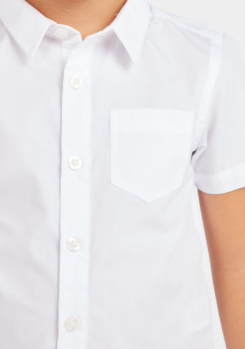 Juniors Solid Shirt with Short Sleeves and Pocket Detail-Tops-image-2