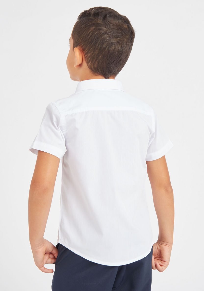 Juniors Solid Shirt with Short Sleeves and Pocket Detail-Tops-image-3