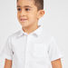 Juniors Solid Oxford Shirt with Short Sleeves and Pocket Detail-Tops-thumbnail-2