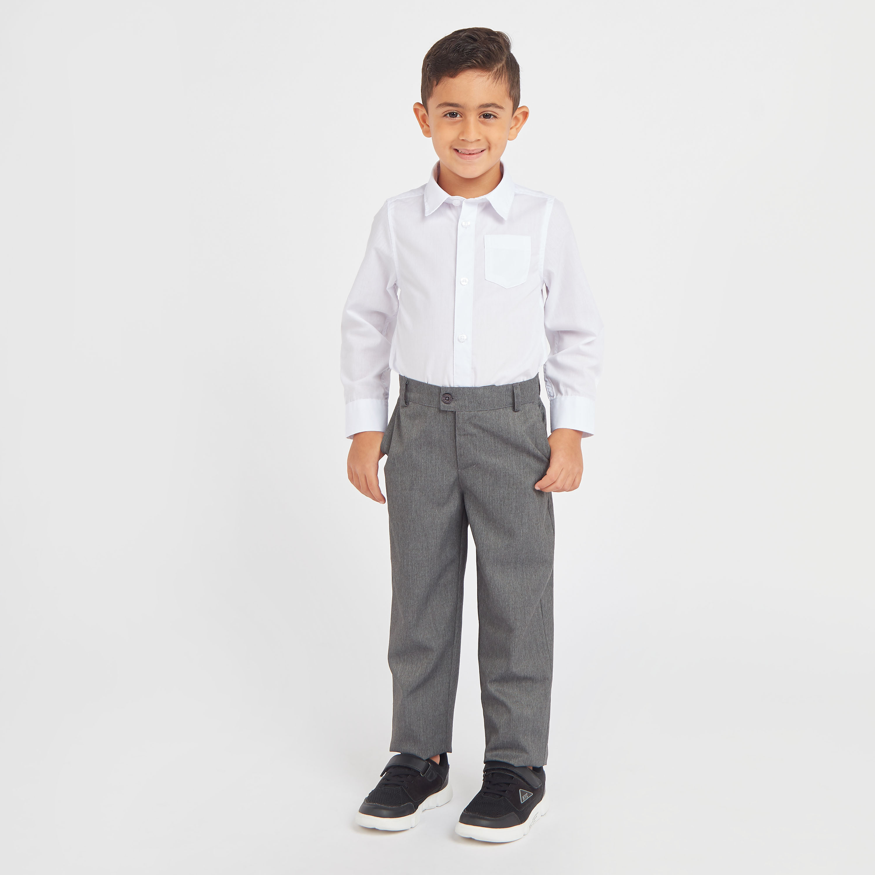 Juniors Solid Shirt with Long Sleeves and Pocket Detail-boys-clothing-schoolwear-shirts-image-2