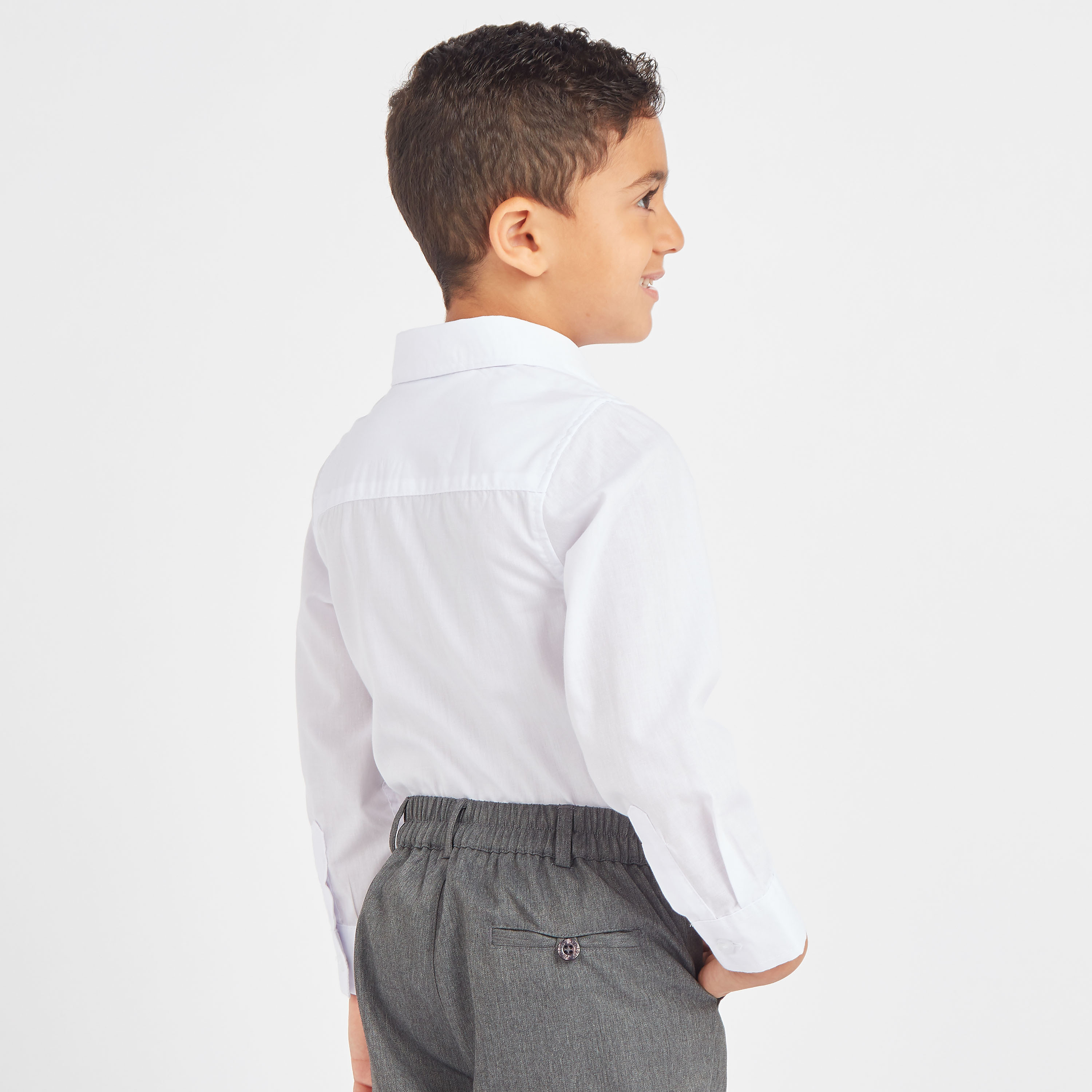 Juniors Solid Shirt with Long Sleeves and Pocket Detail-boys-clothing-schoolwear-shirts-image-3