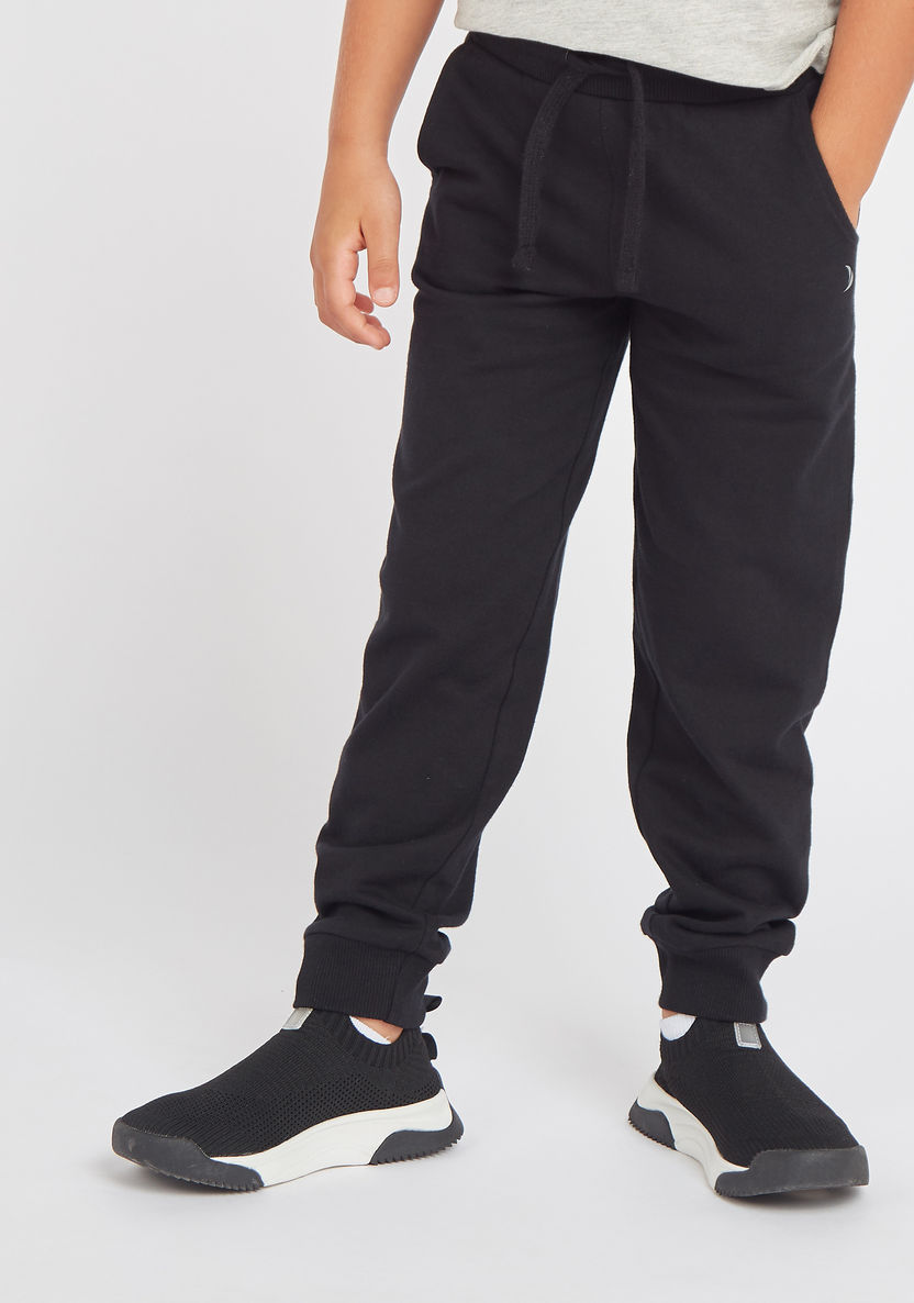 Juniors Solid Jog Pants with Pockets and Drawstring-Bottoms-image-0
