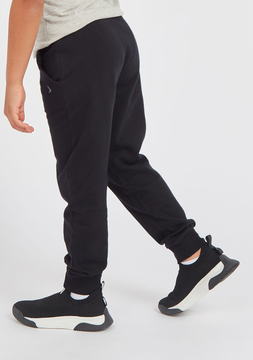 Juniors Solid Jog Pants with Pockets and Drawstring-Bottoms-image-3