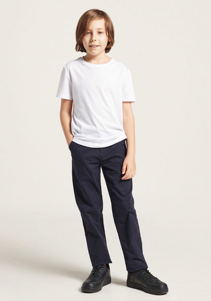Juniors Solid Chinos with Pockets and Belt Loops-Bottoms-image-0