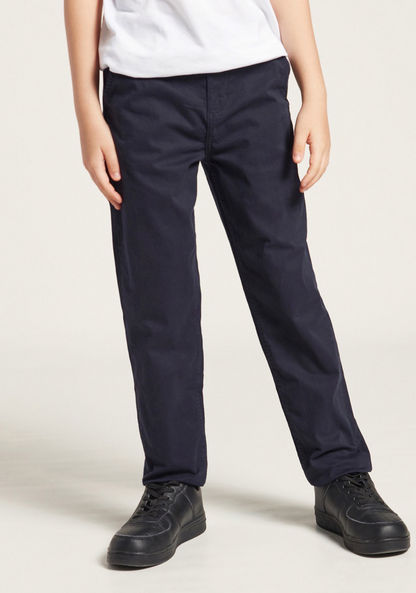 Juniors Solid Chinos with Pockets and Belt Loops-Bottoms-image-1
