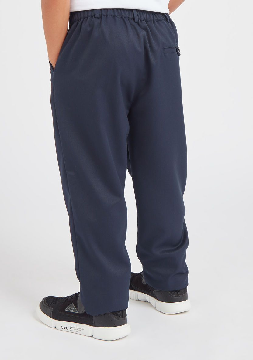 Juniors Textured Trousers with Pocket Detail and Elasticised Waistband-Bottoms-image-3