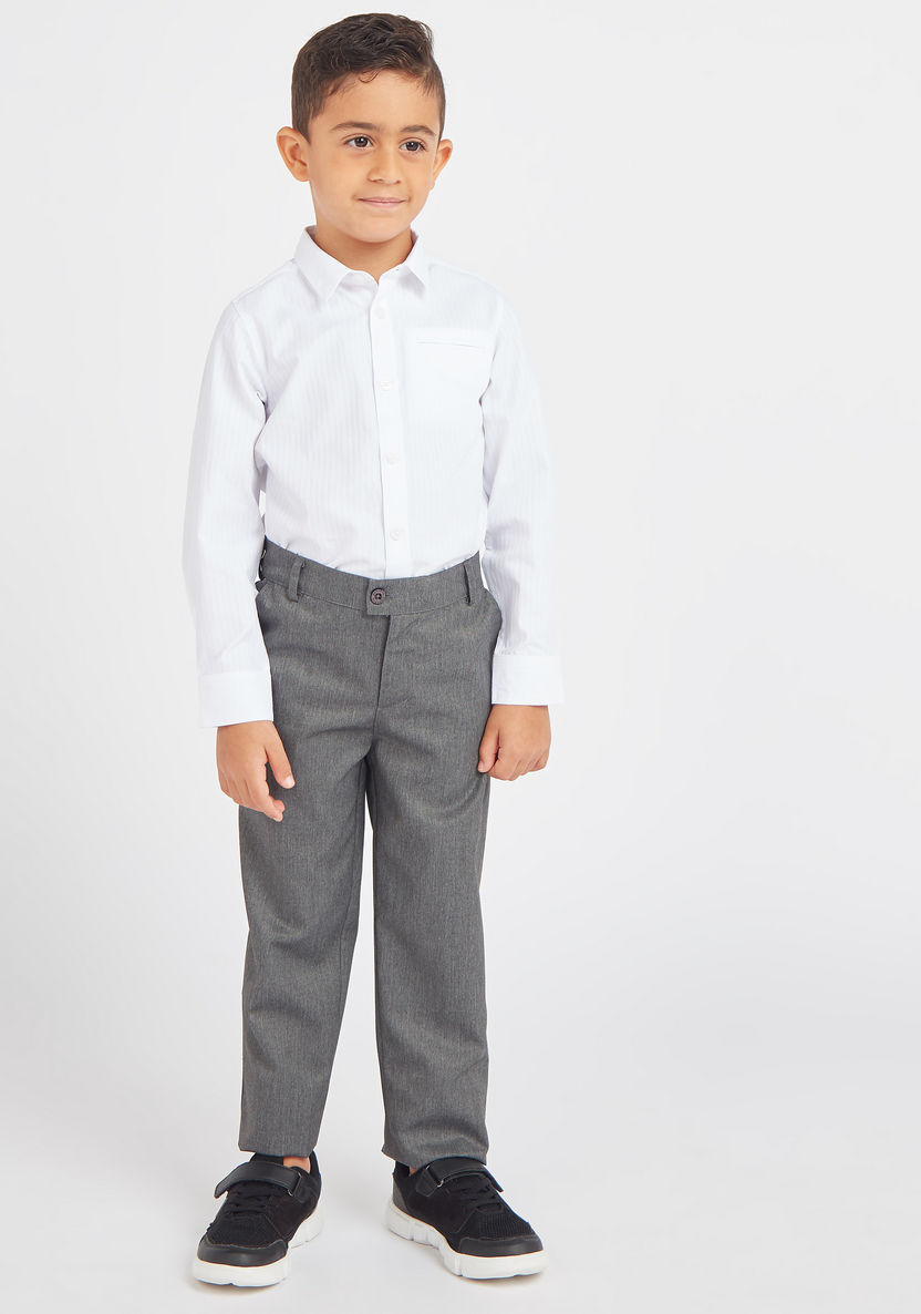 Juniors Textured Trousers with Pocket Detail and Elasticised Waistband-Bottoms-image-1