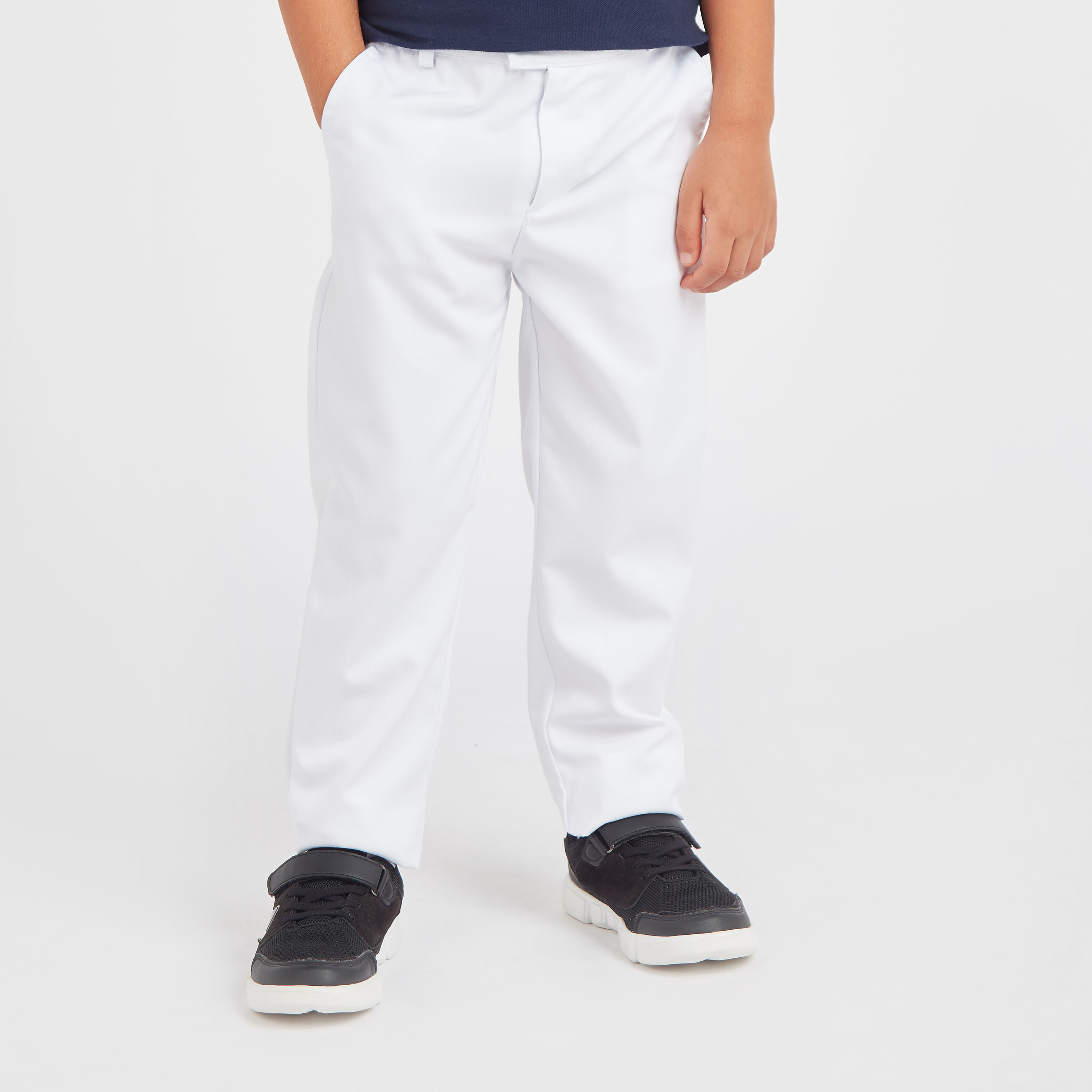 Juniors Textured Trousers with Pocket Detail and Elasticised Waistband-boys-clothing-schoolwear-bottoms-pants-image-1