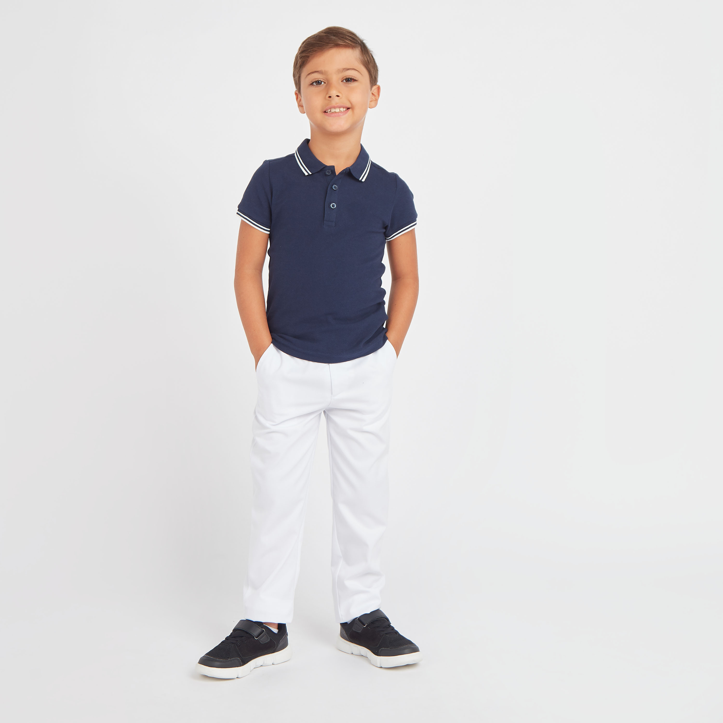 Juniors Textured Trousers with Pocket Detail and Elasticised Waistband-boys-clothing-schoolwear-bottoms-pants-image-2