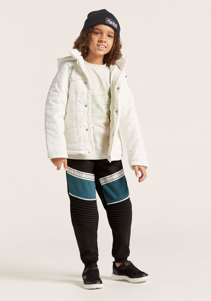 Juniors Quilted Jacket with Hooded Neck and Zip Closure-Coats and Jackets-image-0