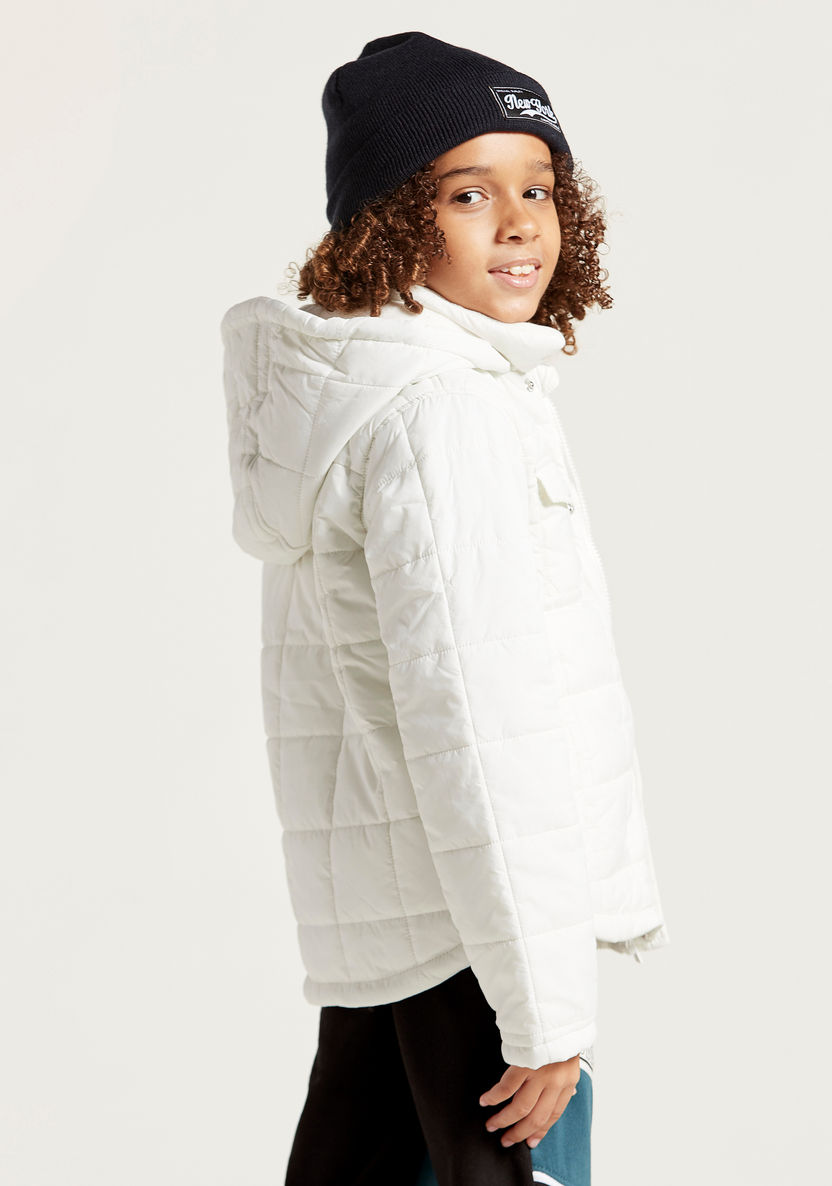 Juniors Quilted Jacket with Hooded Neck and Zip Closure-Coats and Jackets-image-3