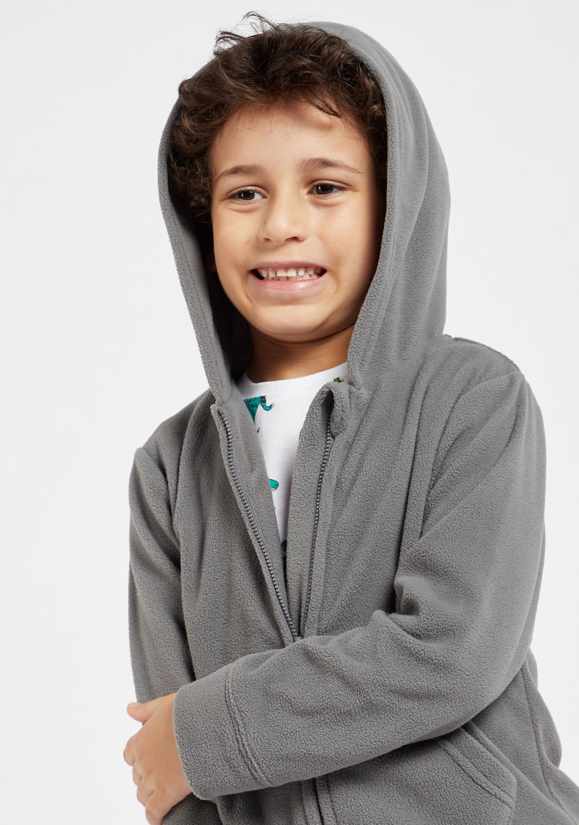 Juniors Solid Jacket with Hood and Long Sleeves-Tops-image-2