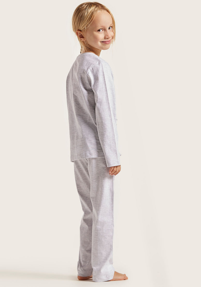 Juniors Printed Long Sleeves T-shirt and Pyjama - Pack of 2-Multipacks-image-4