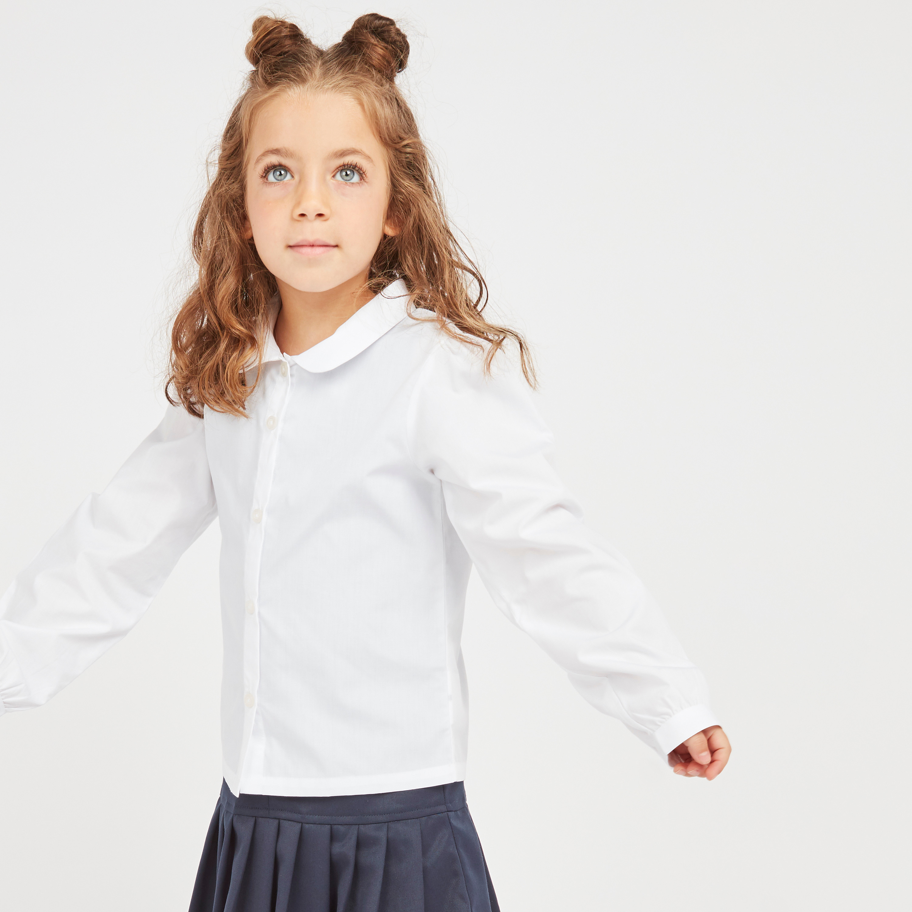 Juniors Solid Shirt with Peter Pan Collar - Set of 2-girls-clothing-schoolwear-blousesandshirts-image-1