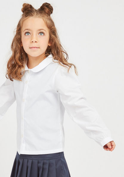 Juniors Solid Shirt with Peter Pan Collar - Set of 2-Blouses-image-0