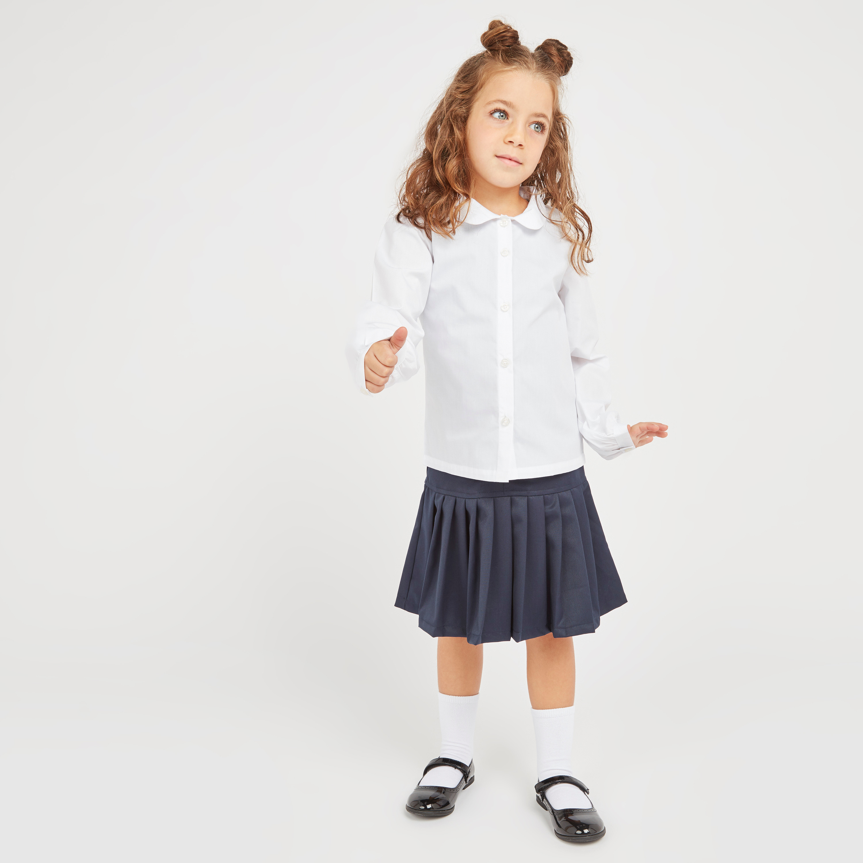 Juniors Solid Shirt with Peter Pan Collar - Set of 2-girls-clothing-schoolwear-blousesandshirts-image-2