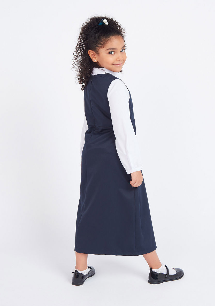 Juniors Solid Shirt with Spread Collar and Bishop Sleeves-Tops-image-3