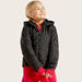 Juniors Solid Padded Jacket with Long Sleeves and Hood-Coats and Jackets-thumbnail-1