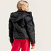 Juniors Solid Padded Jacket with Long Sleeves and Hood-Coats and Jackets-thumbnail-3