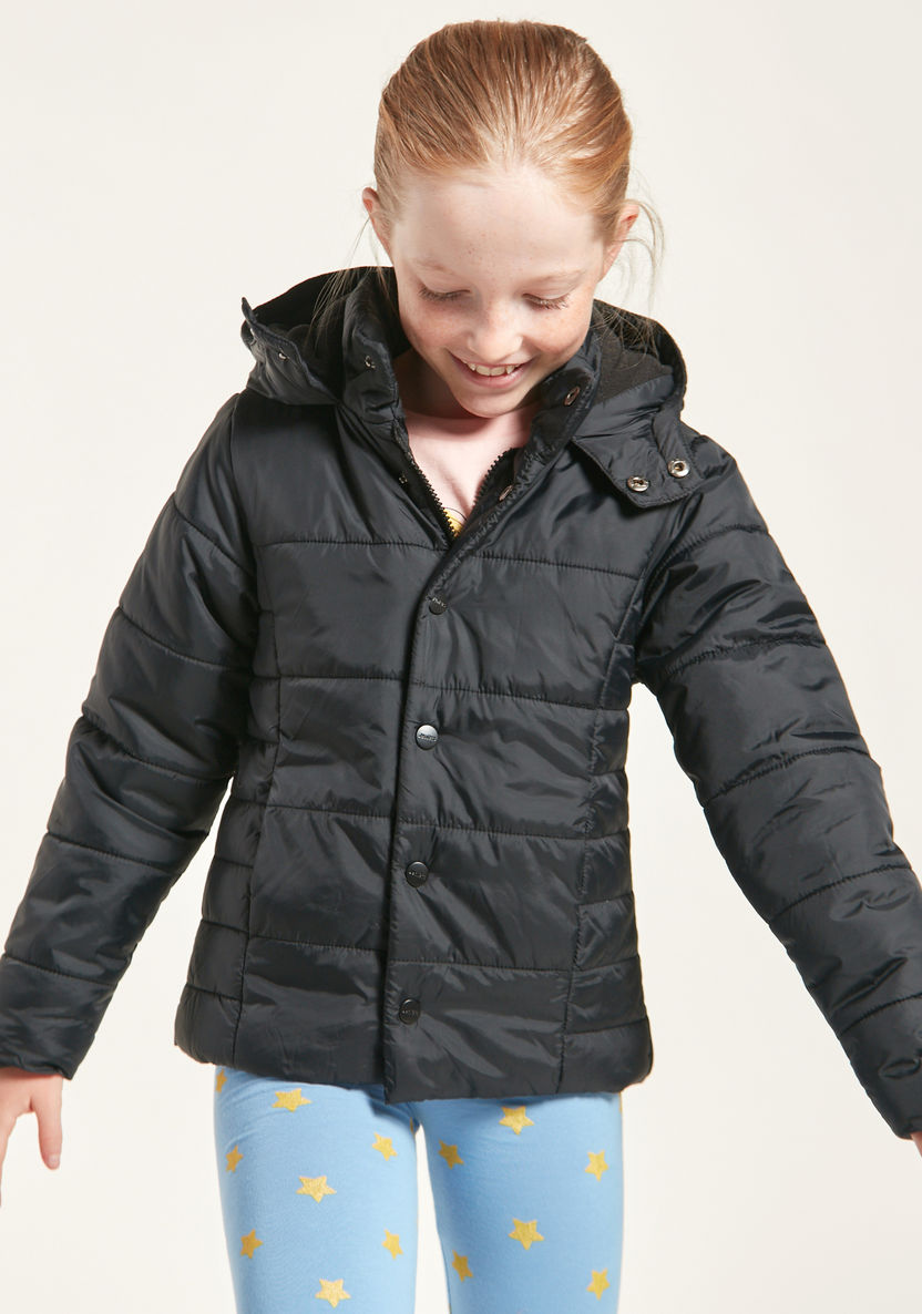 Juniors Padded Jacket with Long Sleeves and Pocket Detail-Coats and Jackets-image-1
