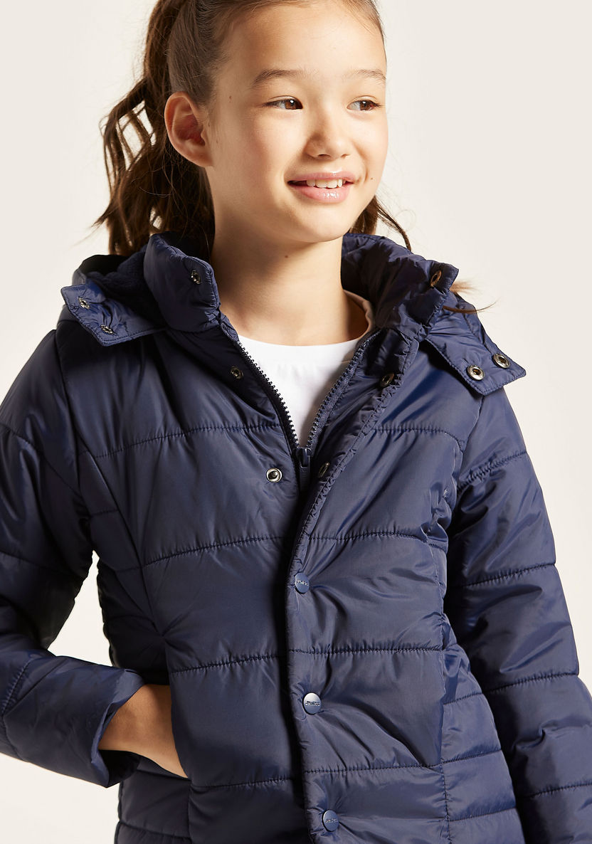 Juniors Padded Jacket with Long Sleeves and Pocket Detail-Coats and Jackets-image-2