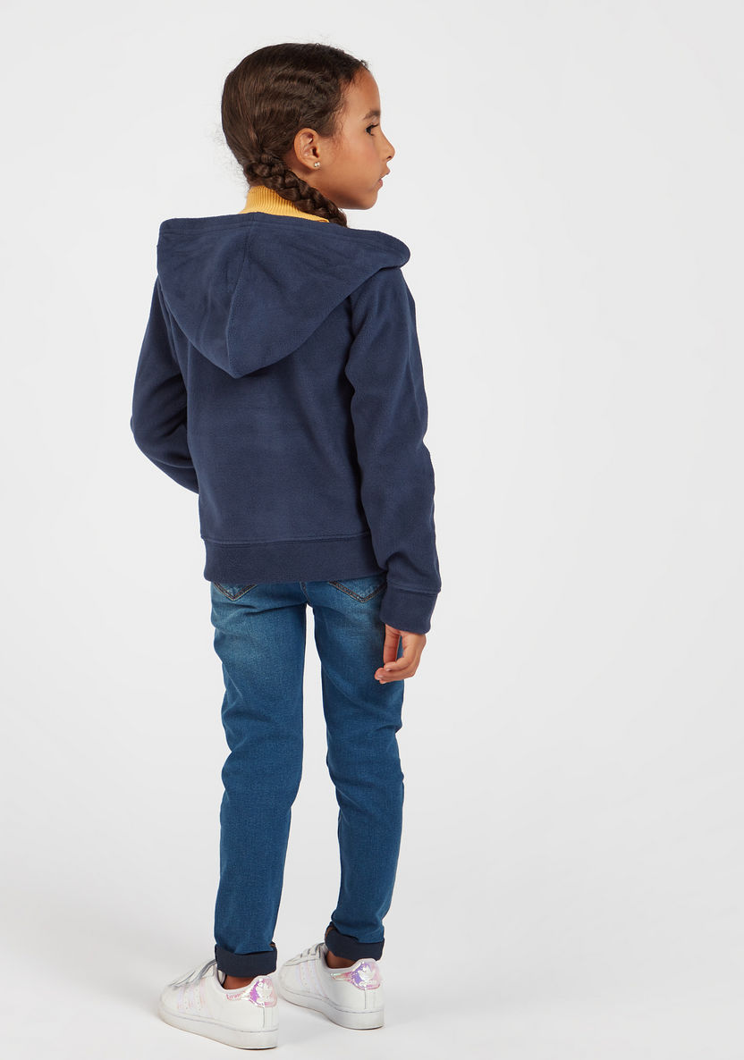 Juniors Solid Hoodie Jacket with Long Sleeves and Pockets-Tops-image-2